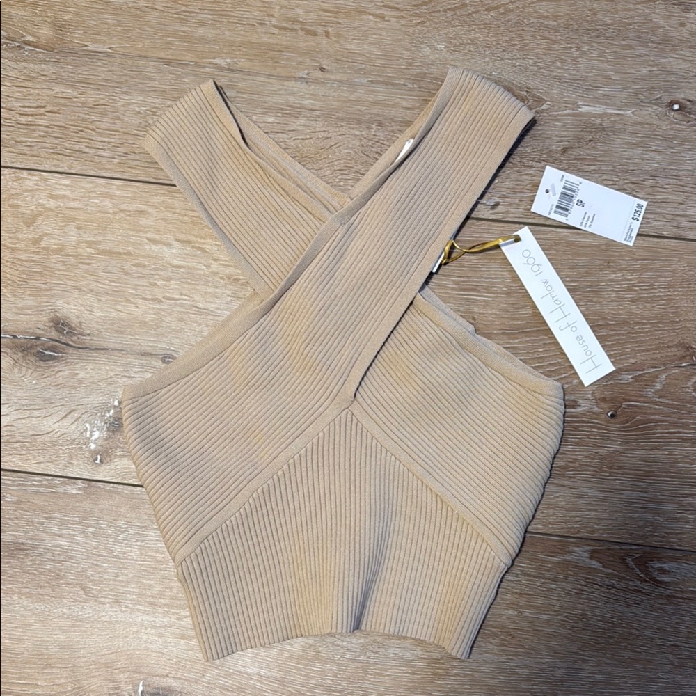 House of Harlow Tan Ribbed Crop Top